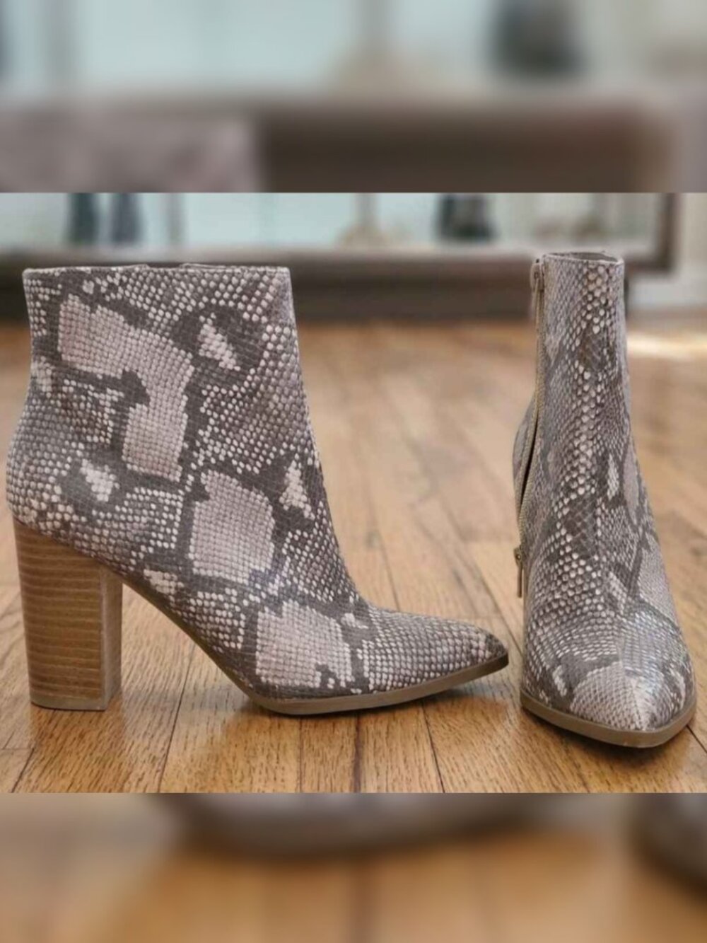 Snakeskin booties